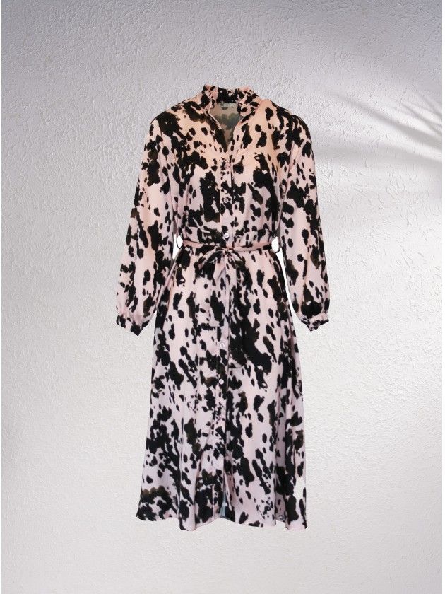 Vestido midi acetinado com estampado