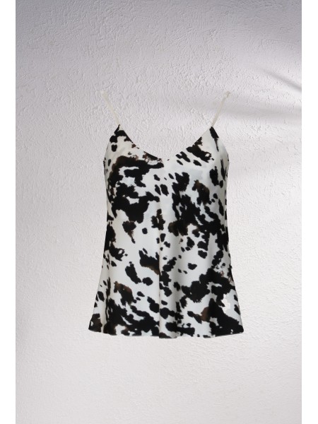 Top acetinado com estampado