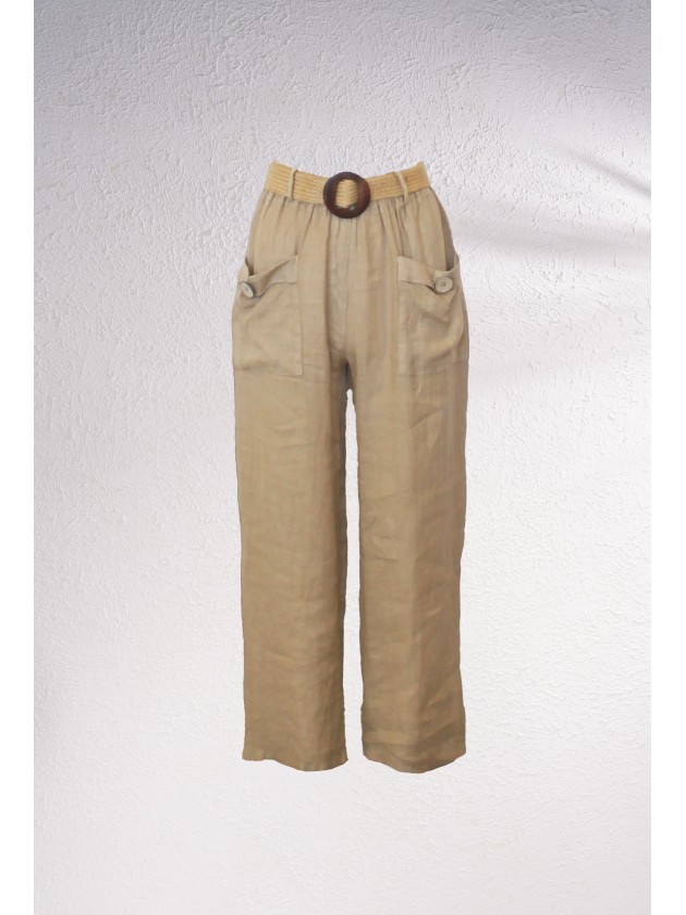 Calas de linho com bolsos  frente