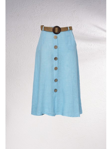 Saia midi linho com botes