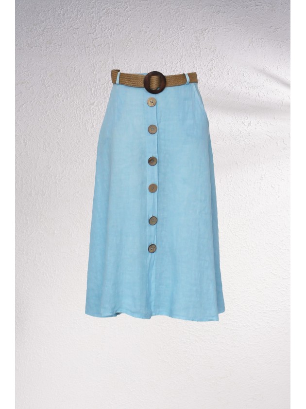 Saia midi linho com botes