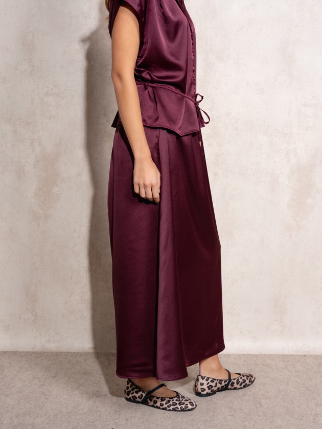 Satin midi skirt
