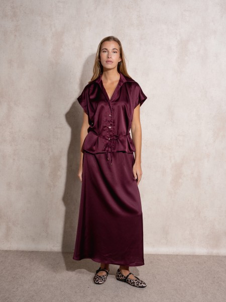 Satin midi skirt