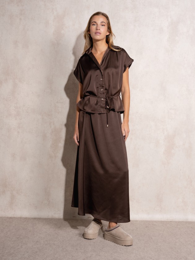 Satin midi skirt