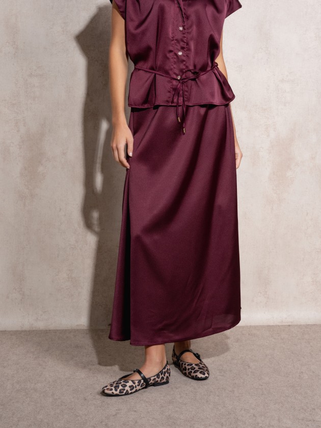 Satin midi skirt