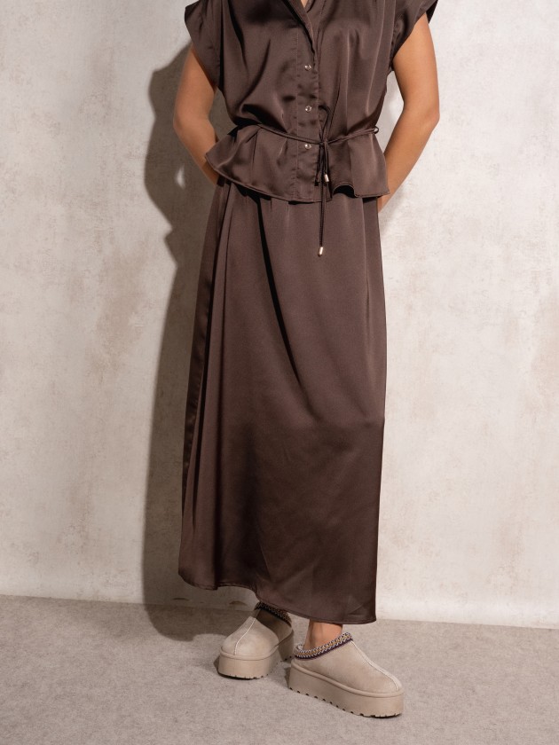 Satin midi skirt