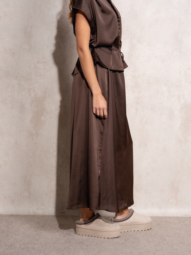 Satin midi skirt