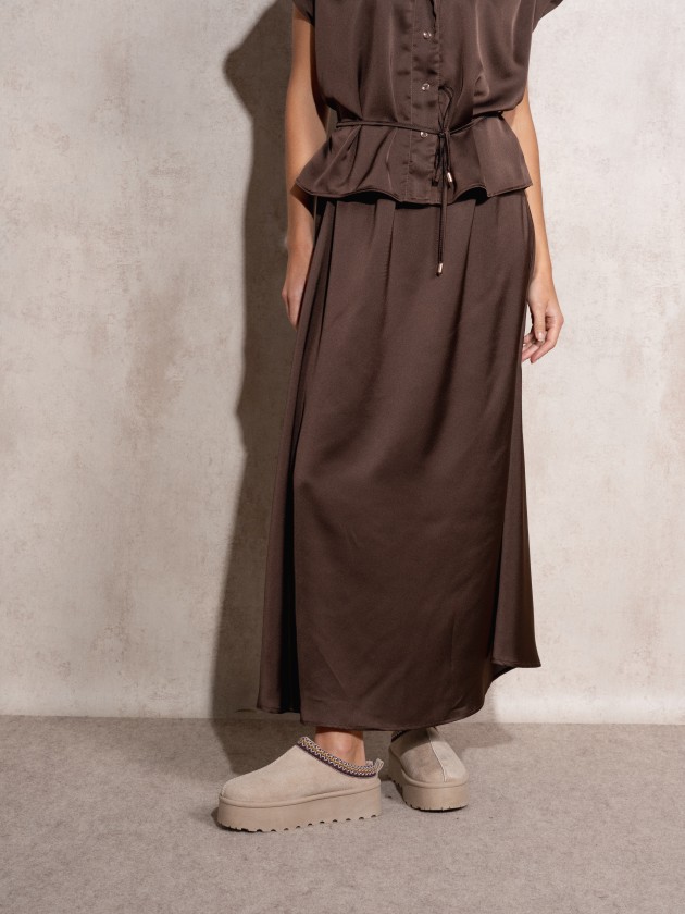 Satin midi skirt