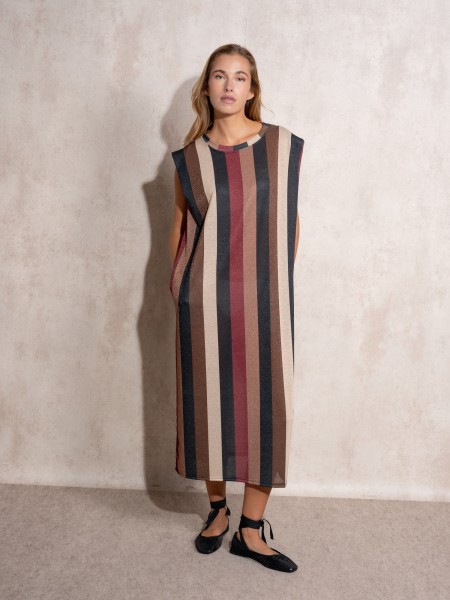 Vestido fio metalizado s riscas