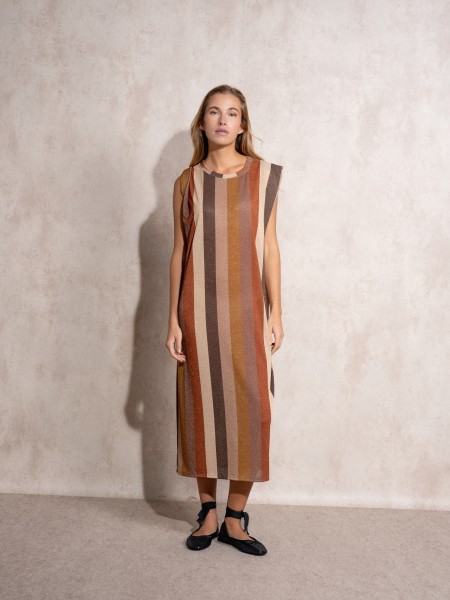 Vestido fio metalizado s riscas