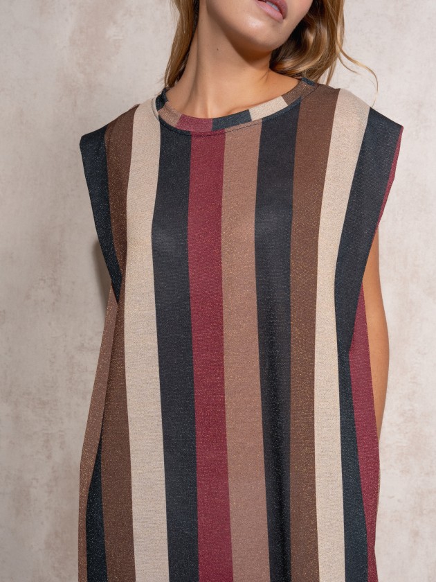 Vestido fio metalizado s riscas