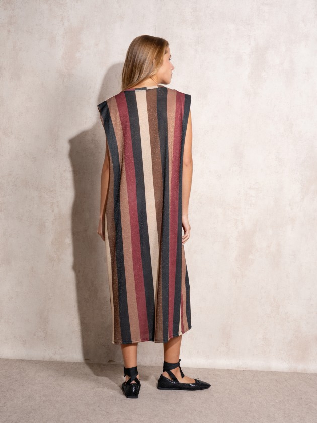 Vestido fio metalizado s riscas