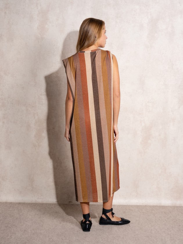 Vestido fio metalizado s riscas