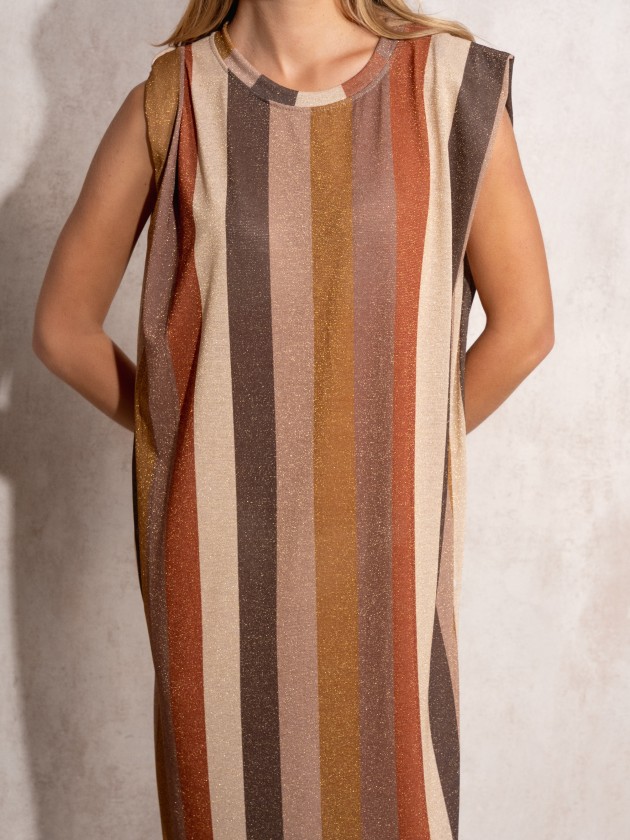 Vestido fio metalizado s riscas