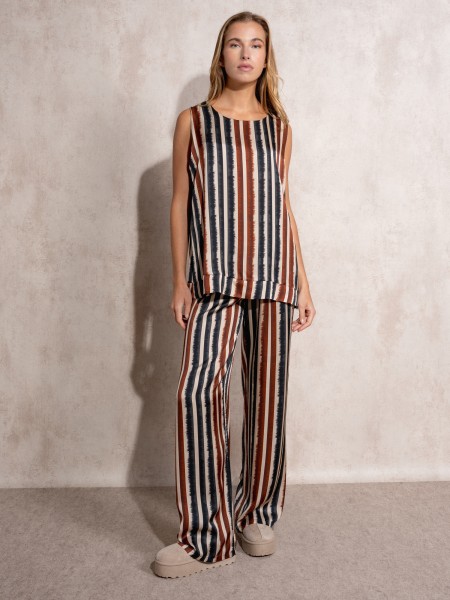 Satin striped pants