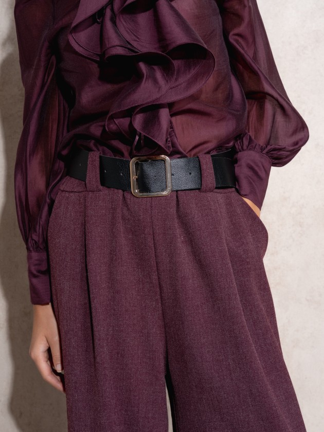 Flare pants with belt