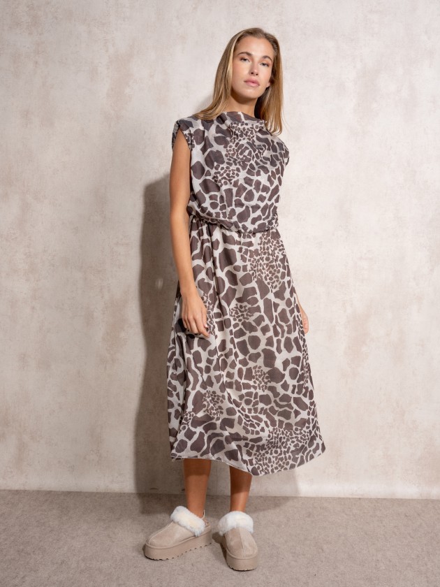 Draped printed dress