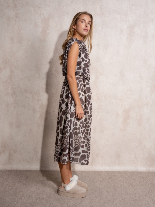 Draped printed dress