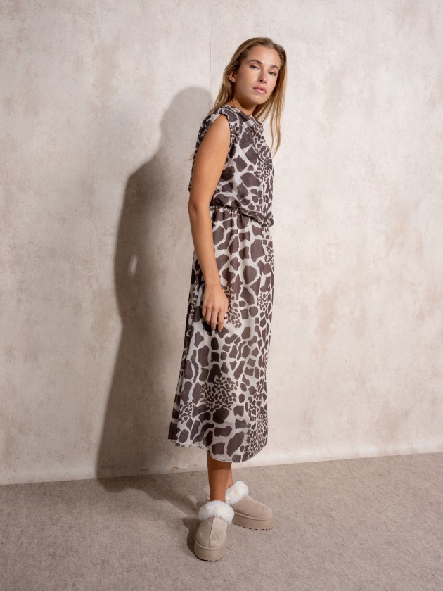 Draped printed dress