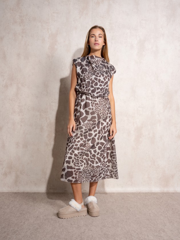 Draped printed dress