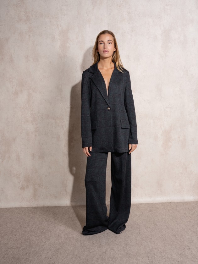 Blazer com lapela xadrez