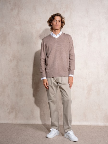 V-neck knit sweater