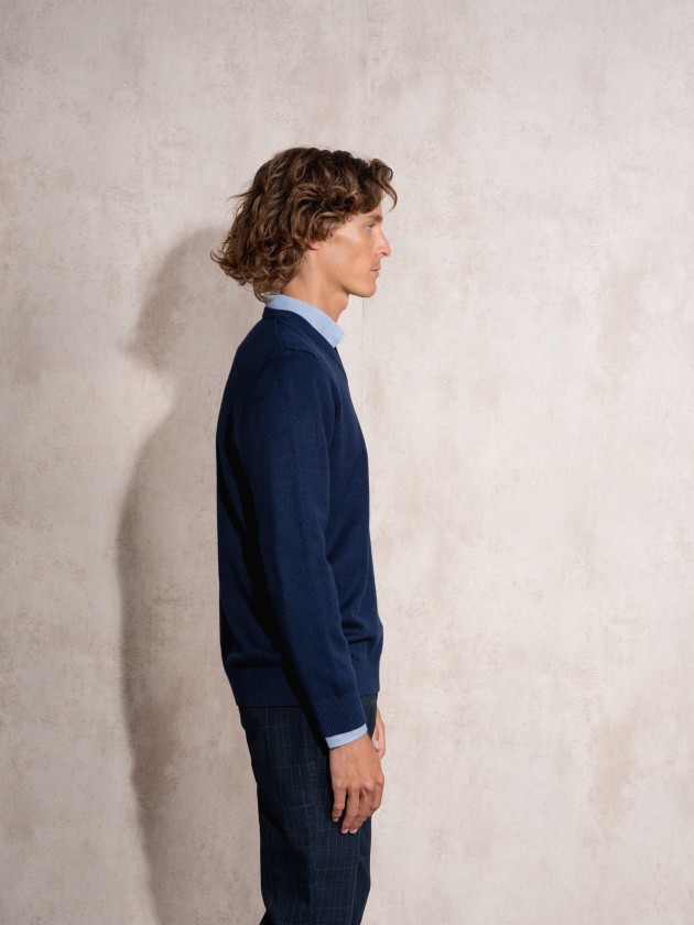 Camisola de malha com decote em bico