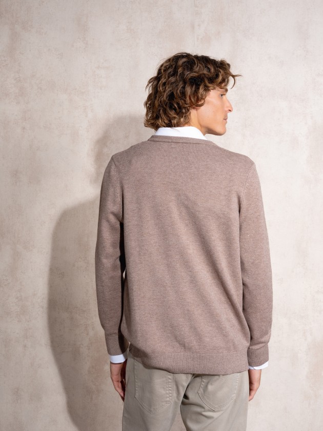 Camisola de malha com decote em bico