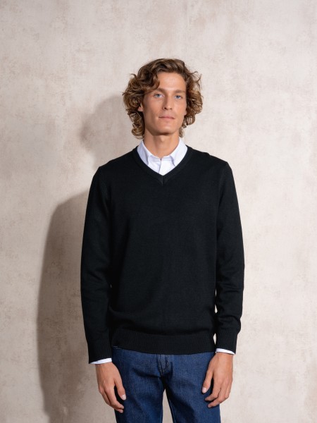 V-neck knit sweater