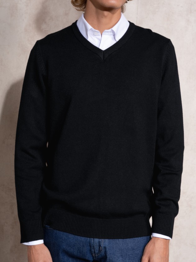 V-neck knit sweater