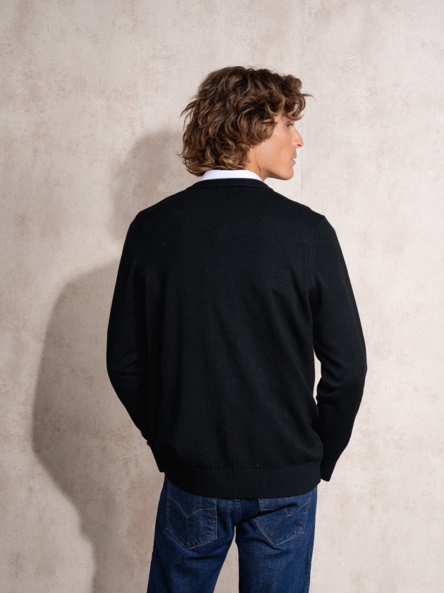 V-neck knit sweater