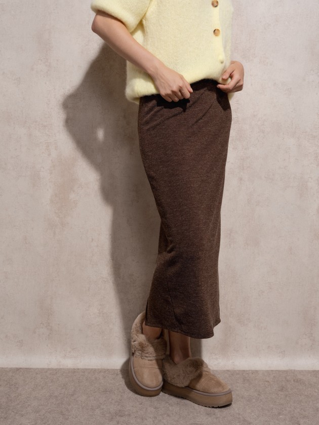 Midi tube skirt with opening