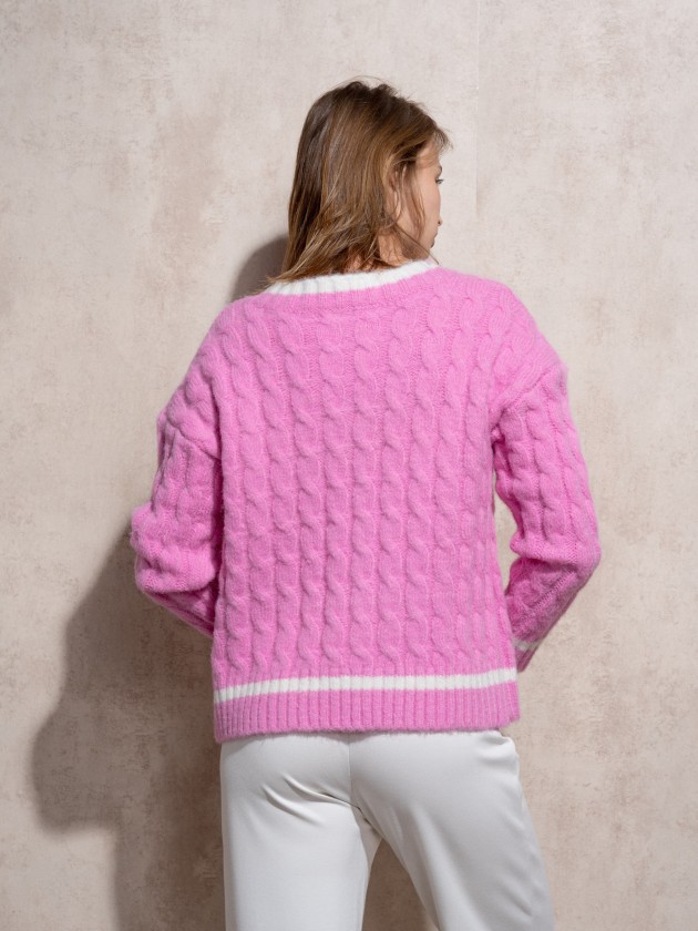 Camisola de malha com decote em bico
