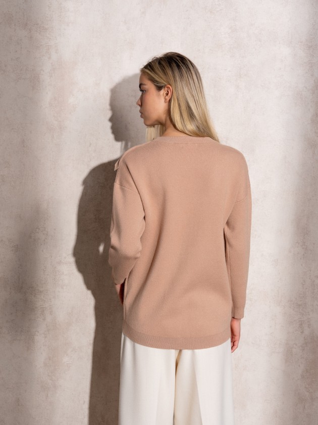 Camisola de malha com bolsos na frente