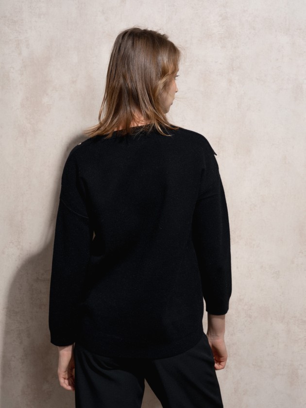 Camisola de malha com bolsos na frente