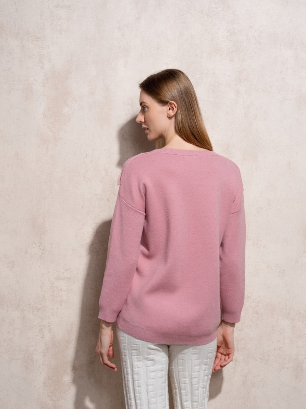 Camisola de malha com bolsos na frente