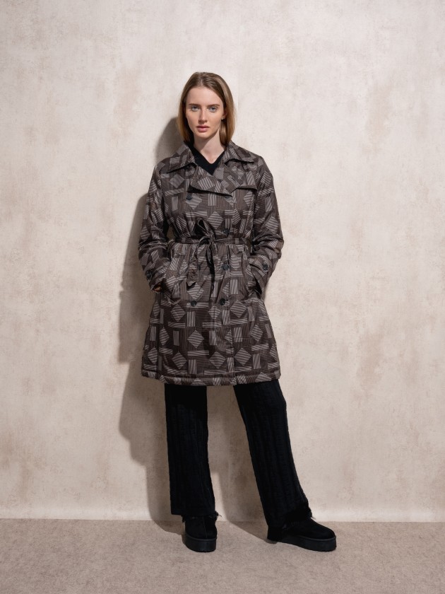 Quilted printed trench