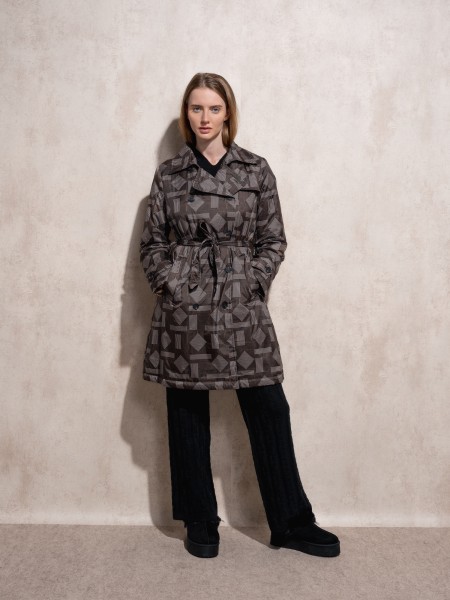 Quilted printed trench