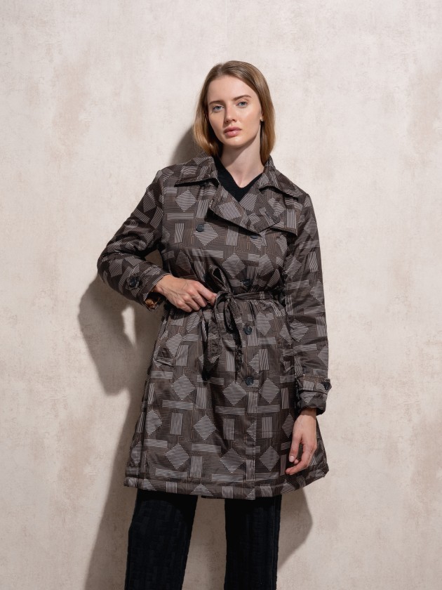 Quilted printed trench