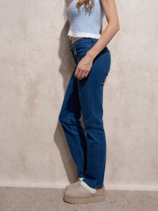 High waist straight jeans