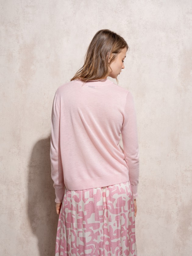 Knitted sweater with ruffles