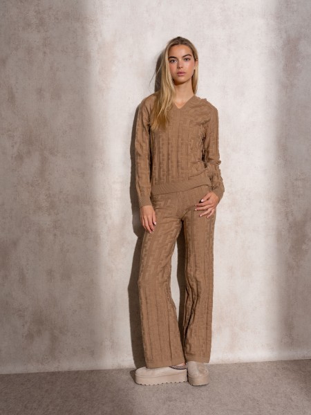 Jacquard hooded knit sweater