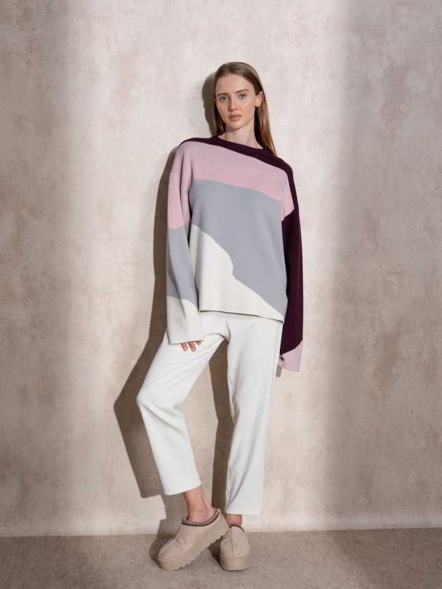 Camisola de malha multicor