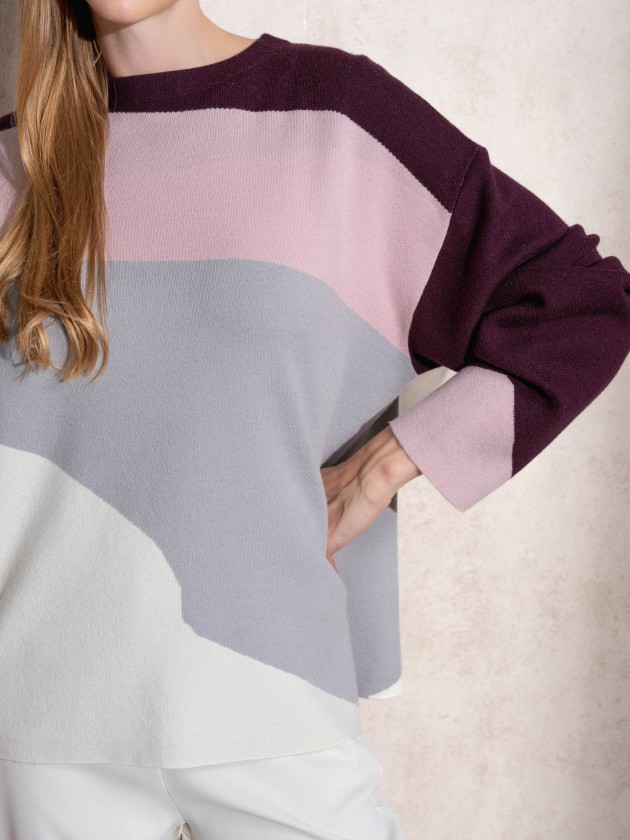 Camisola de malha multicor