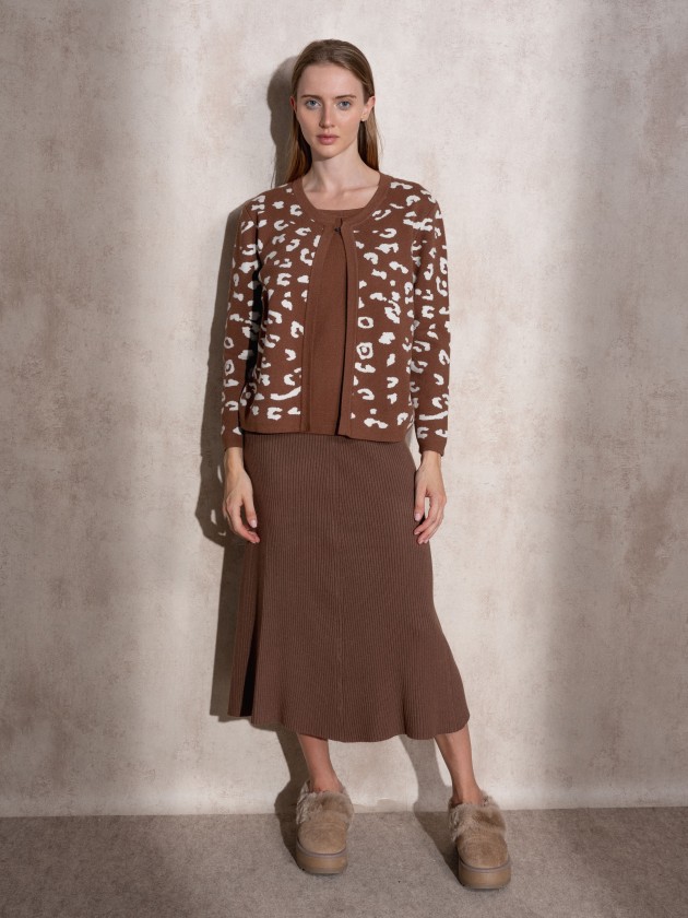 Jacquard knitted coat