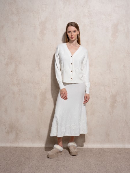Fine knit skirt and coat set