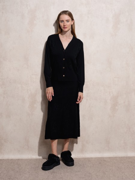 Ensemble jupe et manteau en maille fine