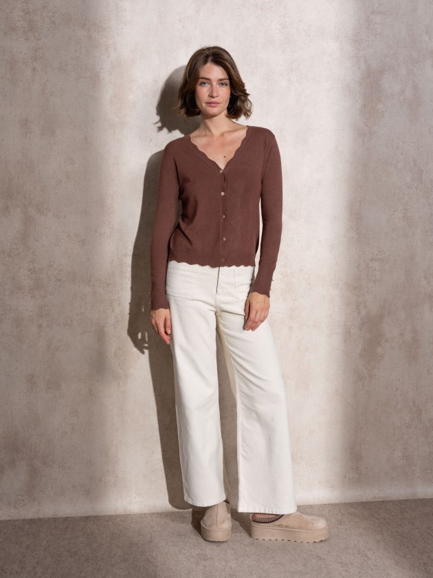 Knitted cardigan with gold buttons