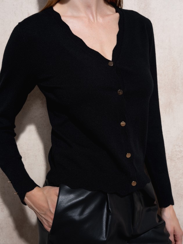 Knitted cardigan with gold buttons