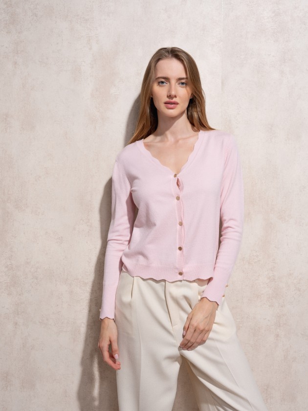 Knitted cardigan with gold buttons